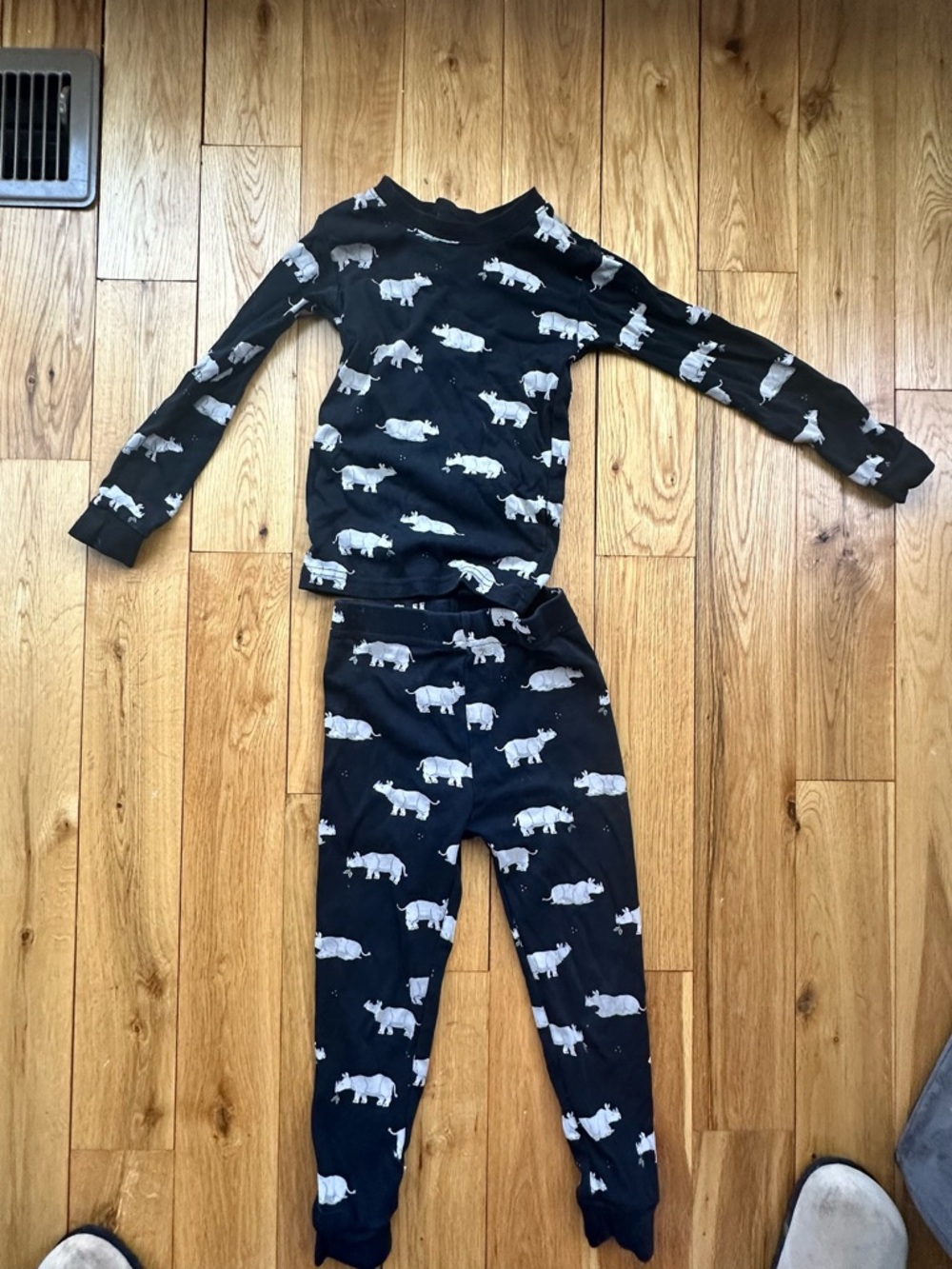 Petit Lem Organic Cotton Rhino Pajama Set - Size 4
